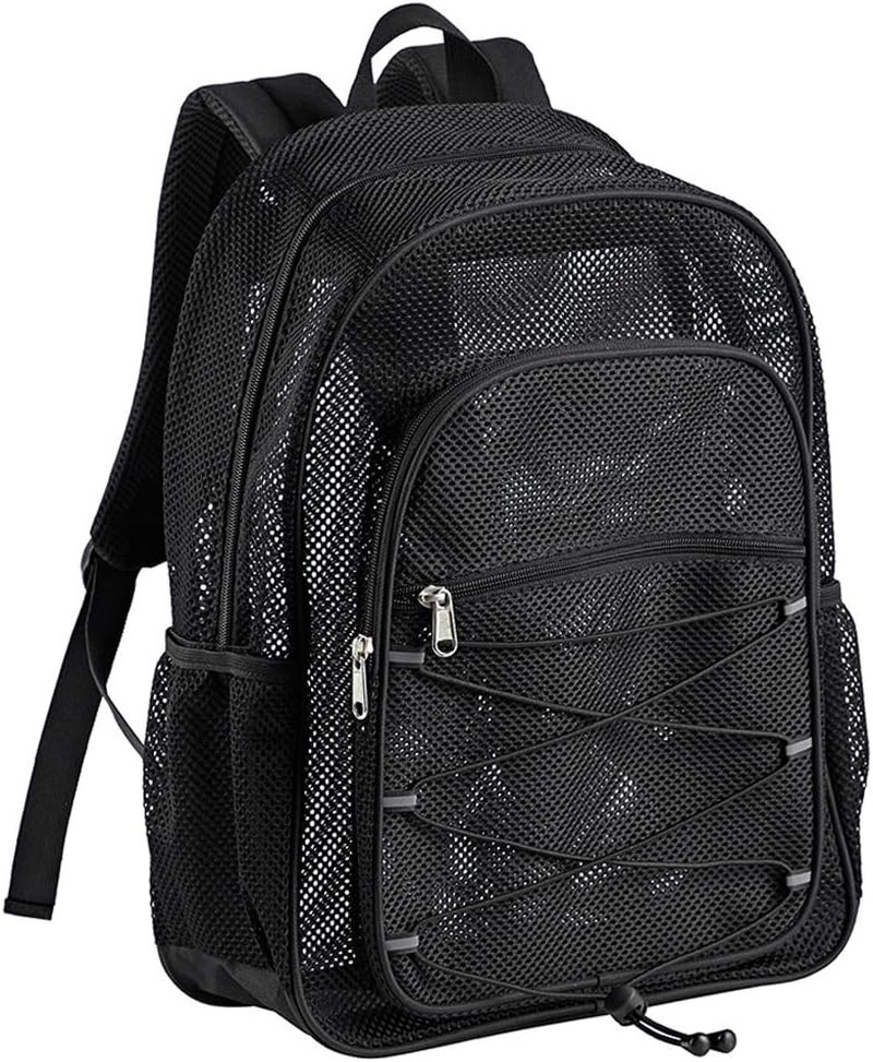 Heavy Duty Mesh Backpack See Through College Backpack Semi-Transparent Mesh Bag