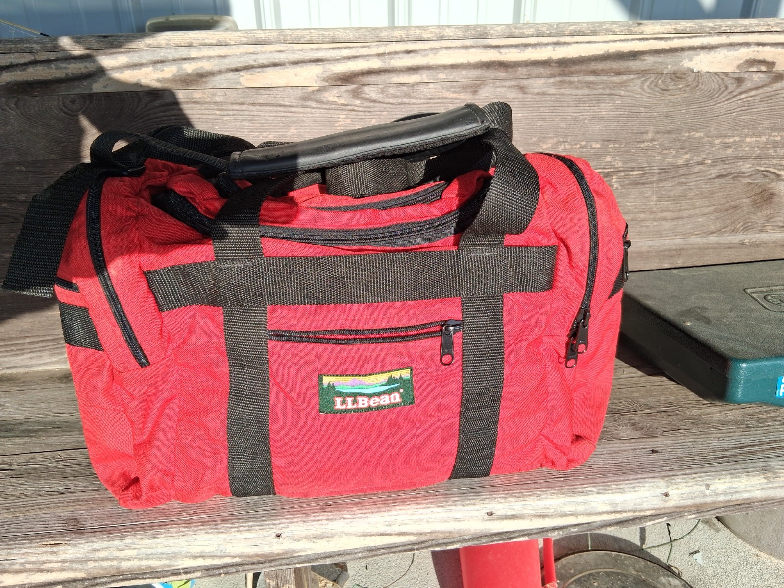 VTG LL BEAN Red Canvas Duffle Bag 20 X 12 X 10 in. Y2K Read Description