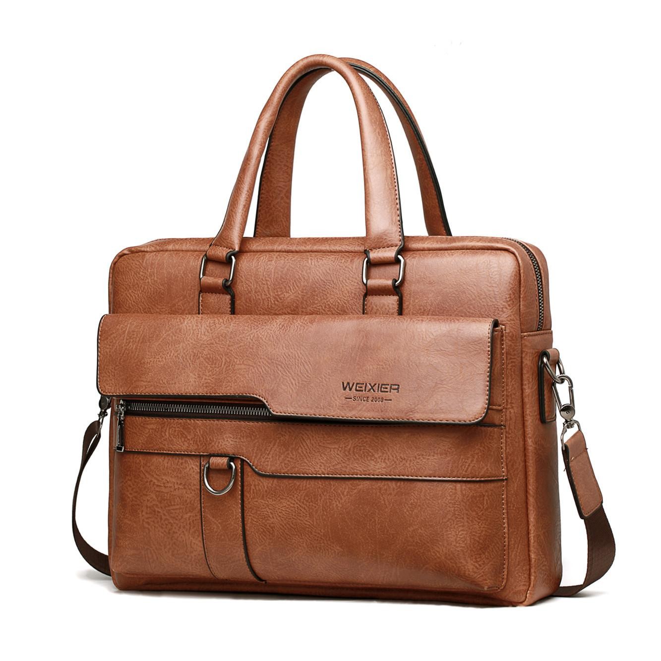 2025 Men Briefcase Bag High Quality Business Famous Brand Leather ,14inch Laptop