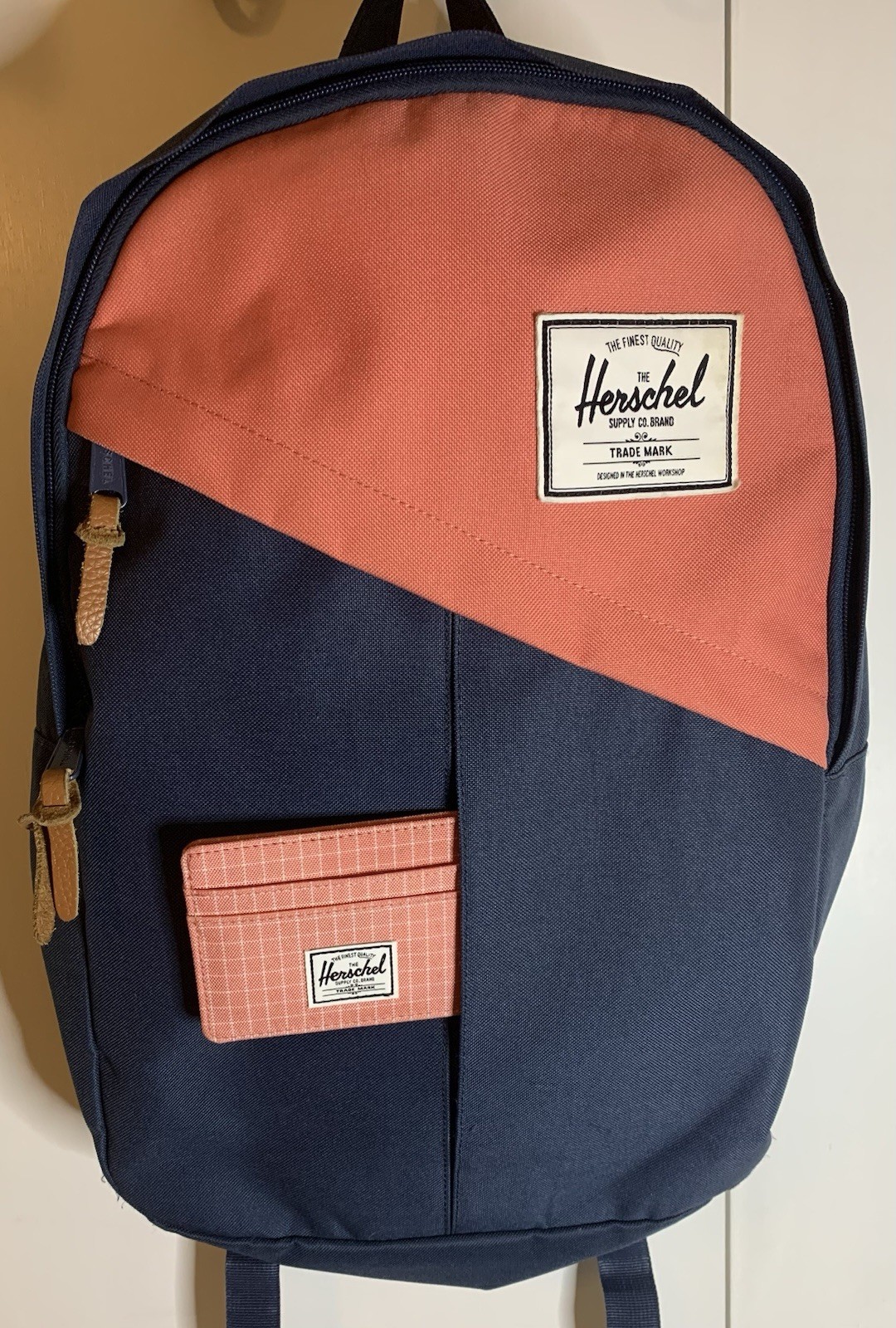 Herschel Supply Co Parker Backpack & Charlie Wallet Bundle Navy Coral Pink Rare