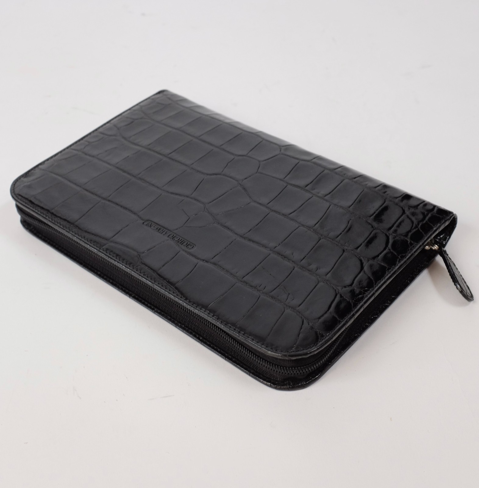 New Giorgio Armani crocodile alligator embossed travel portfolio bag