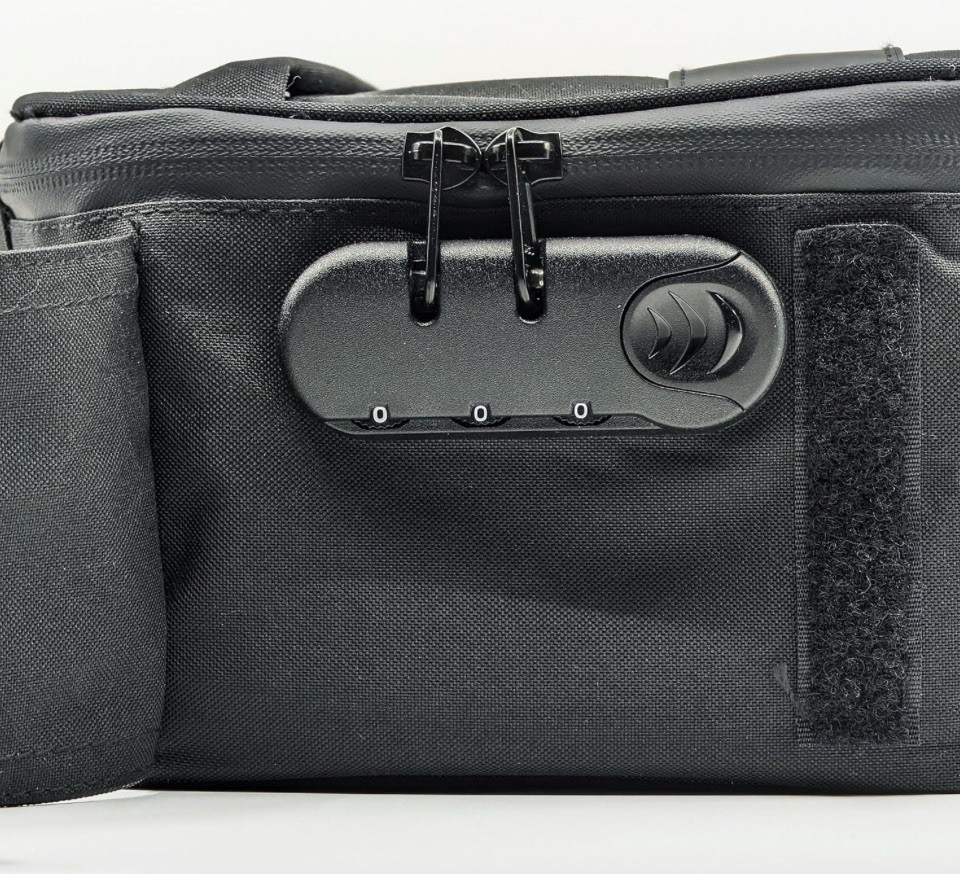 Black Smell Filtration Lockable Shoulder Bag for Men Adjustable Compartments