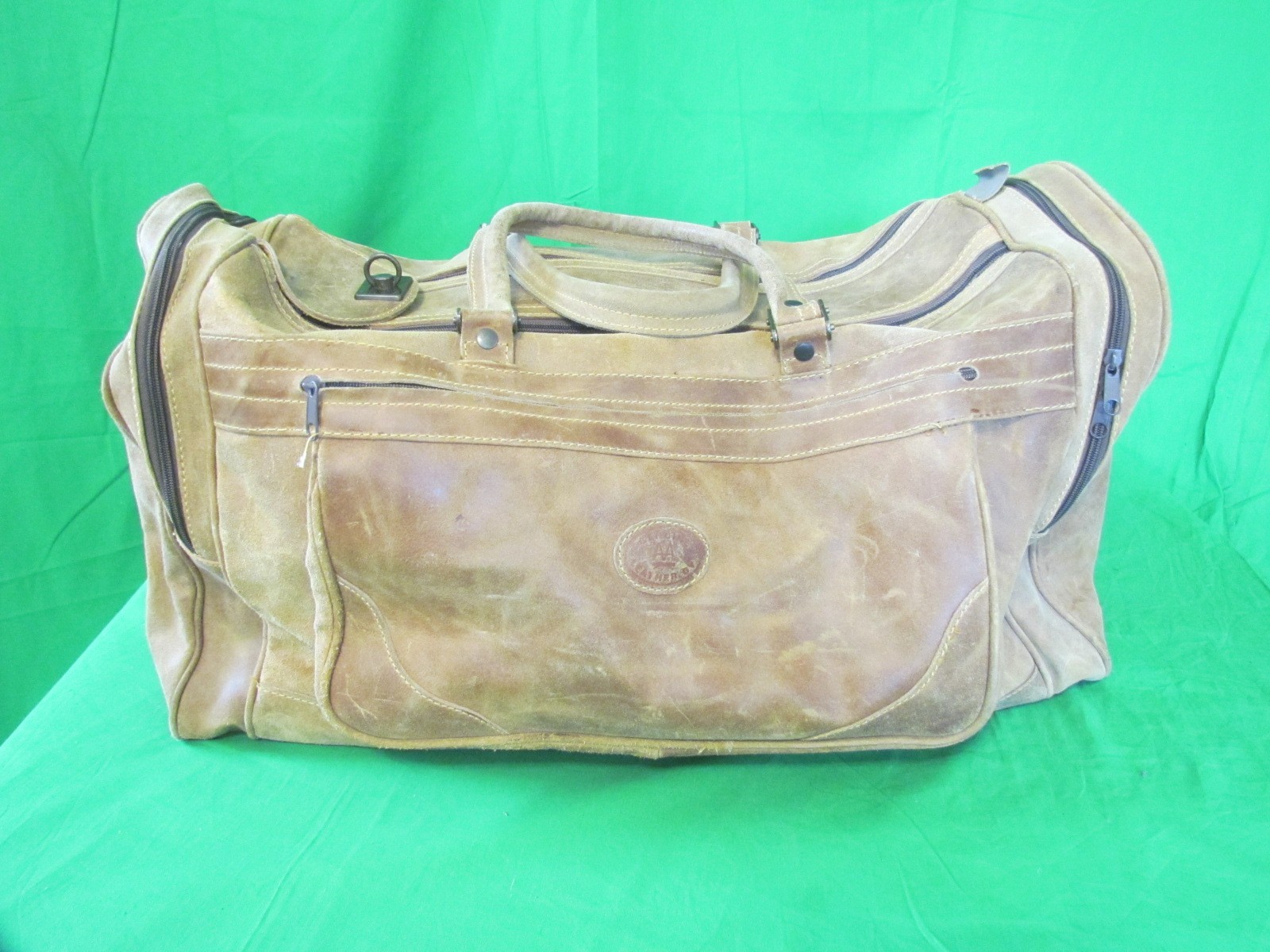 Genuine Leather By AA Nubuck Suede 22″ Duffle Bag Brown Nice but Needs Repair