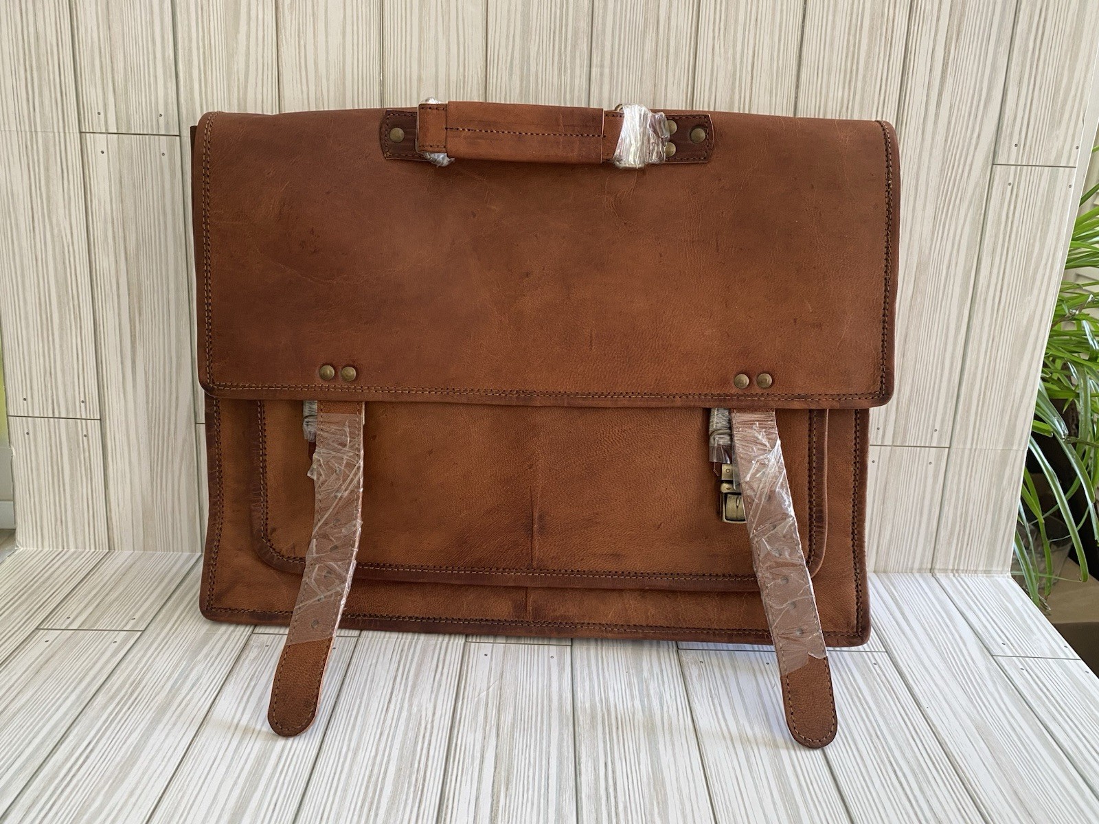Komal’s Passion Handmade Leather Satchel Laptop Messenger Bag Canvas 18”