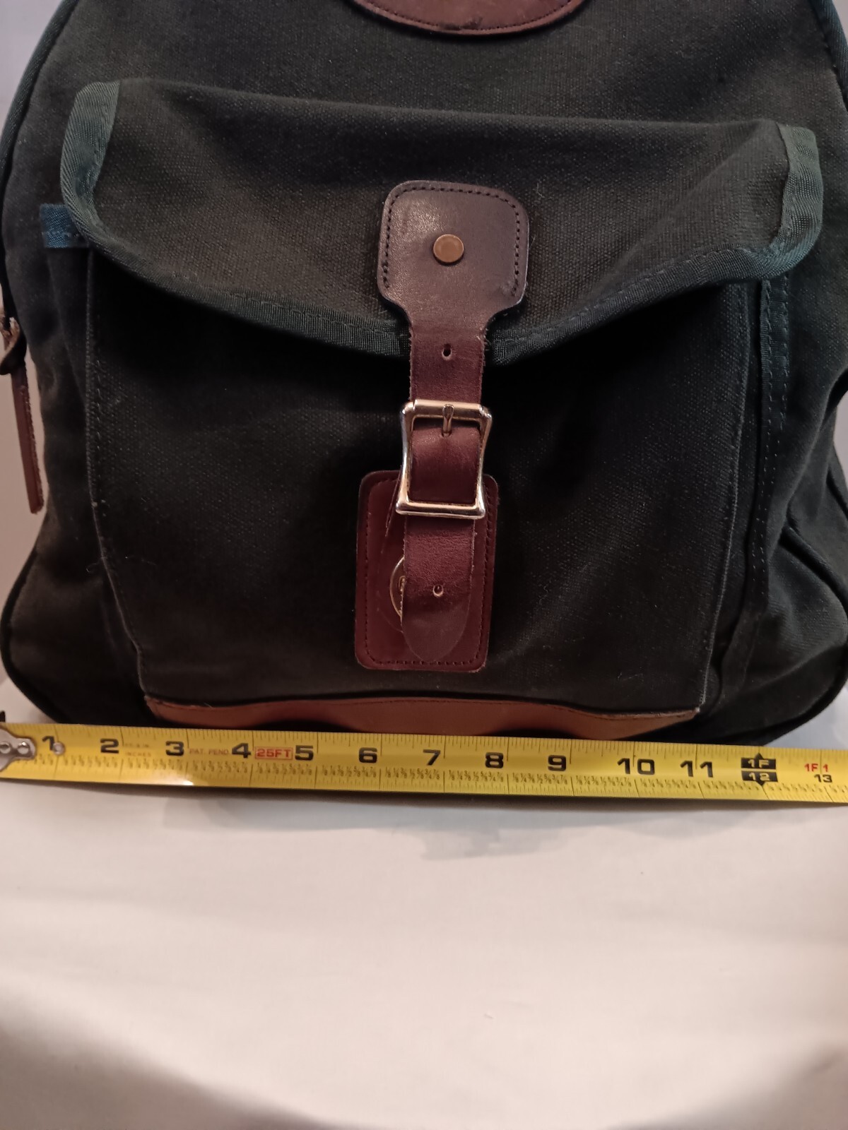 Vintage Orvis Battenkill Canvas & Leather Backpack Dark Hunter Green Bookbag