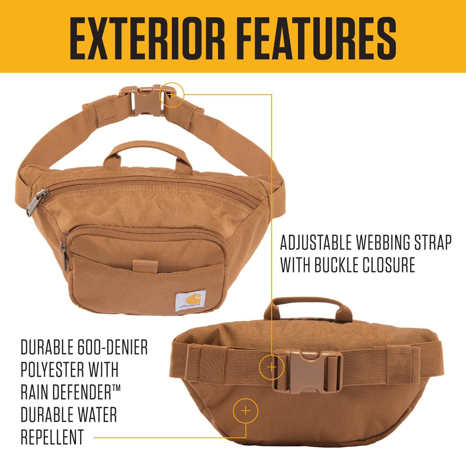 Durable Adjustable Sling Bag, 600-Denier Water Resistant Hip Pack for Travel & O