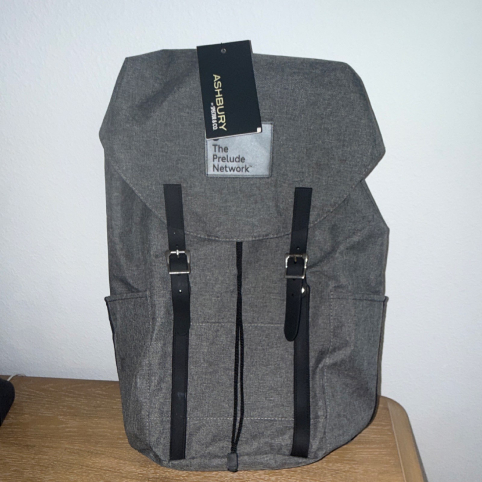 Ashbury Gray Men’s Backpack Buckle Drawstring Closure Adjustable Strap