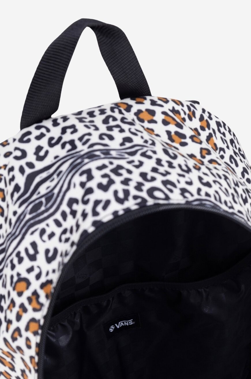 VANS Ranged 2 Prints Backpack Beige Brown Leopard Print School Laptop pocket