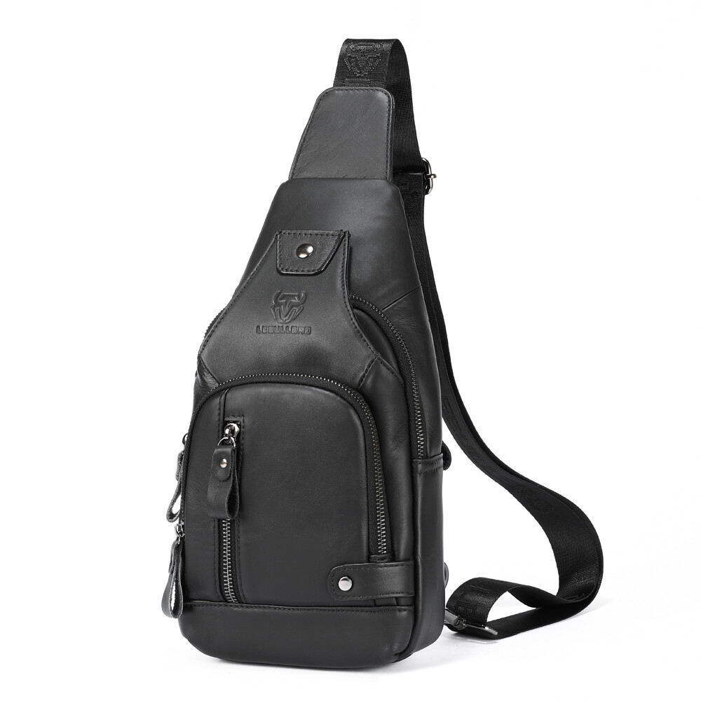LEBULLBRO Chest bag Sling Backpack Crossbody Bag Shoulder Bag Genuine Leather