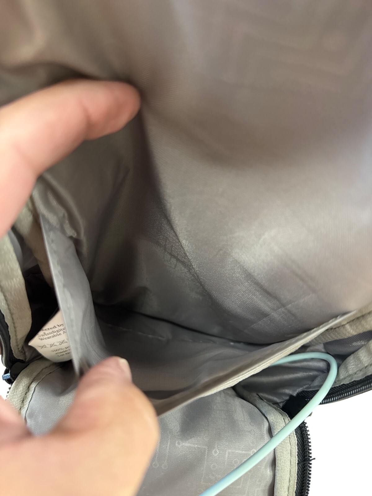 Swissdigital Design Gray Sling Backpack With USB Port SKU 7336