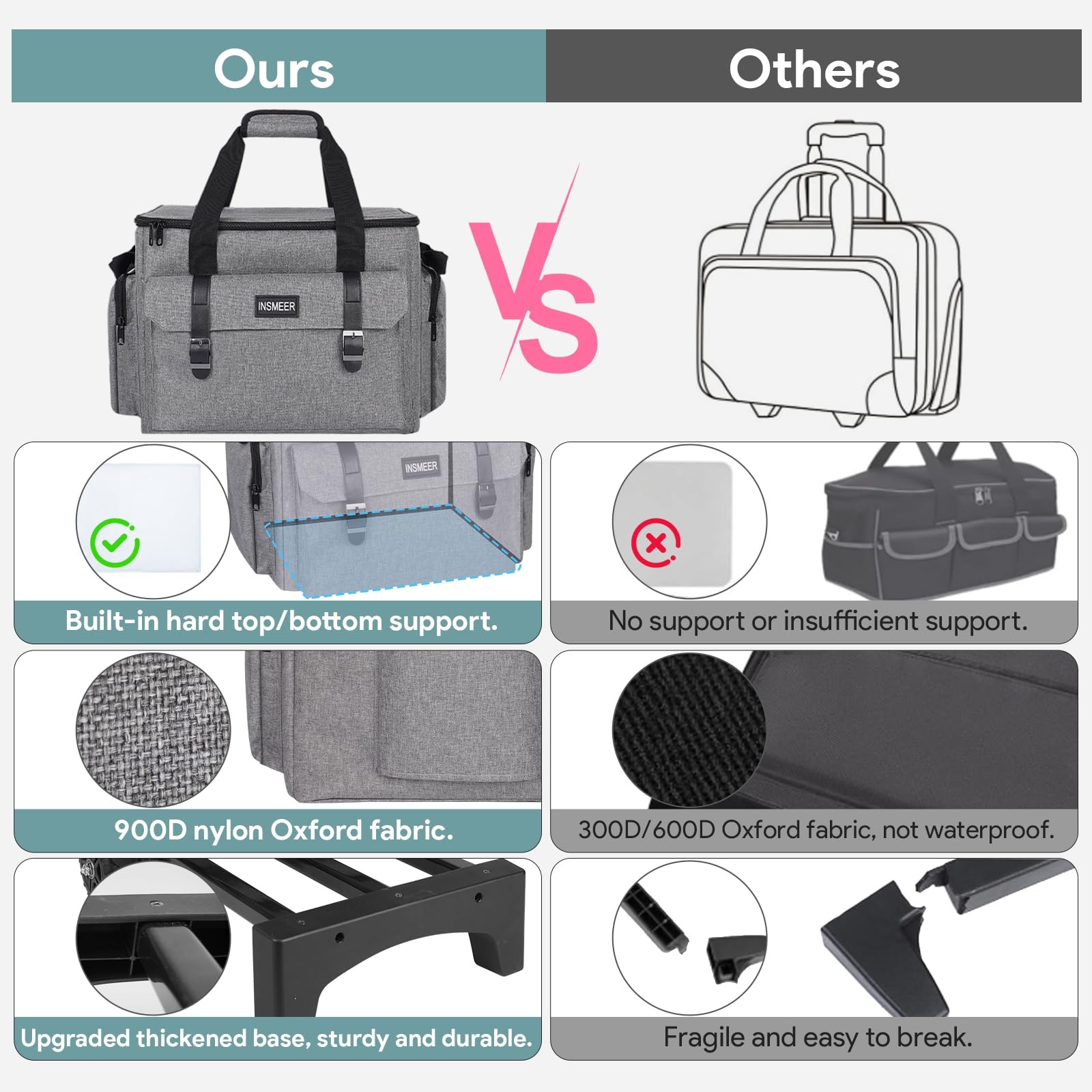 Rolling Teacher Bag with Wheels, Padded Laptop Compartment for up to 15.6 Inc…
