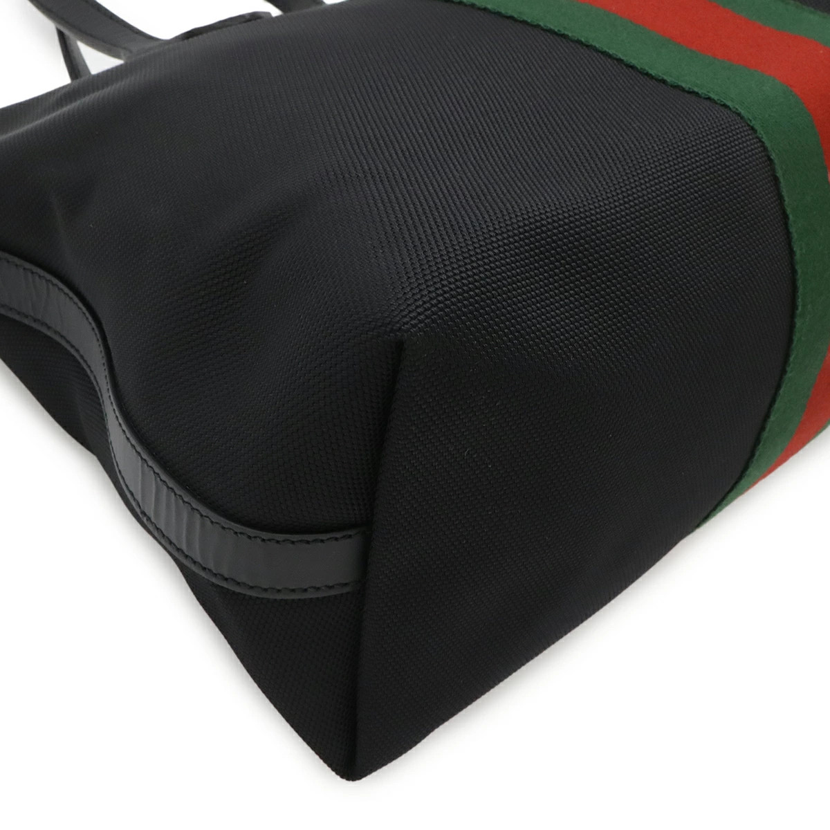 Gucci Web Sherry Line Stripe Tote Bag 2WAY Shoulder Bag Nylon Canvas