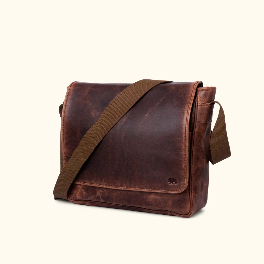LEATHER MESSENGER BAG w/SHOULDER STRAP – BUFFALO JACKSON TRADING CO. ROOSEVELT