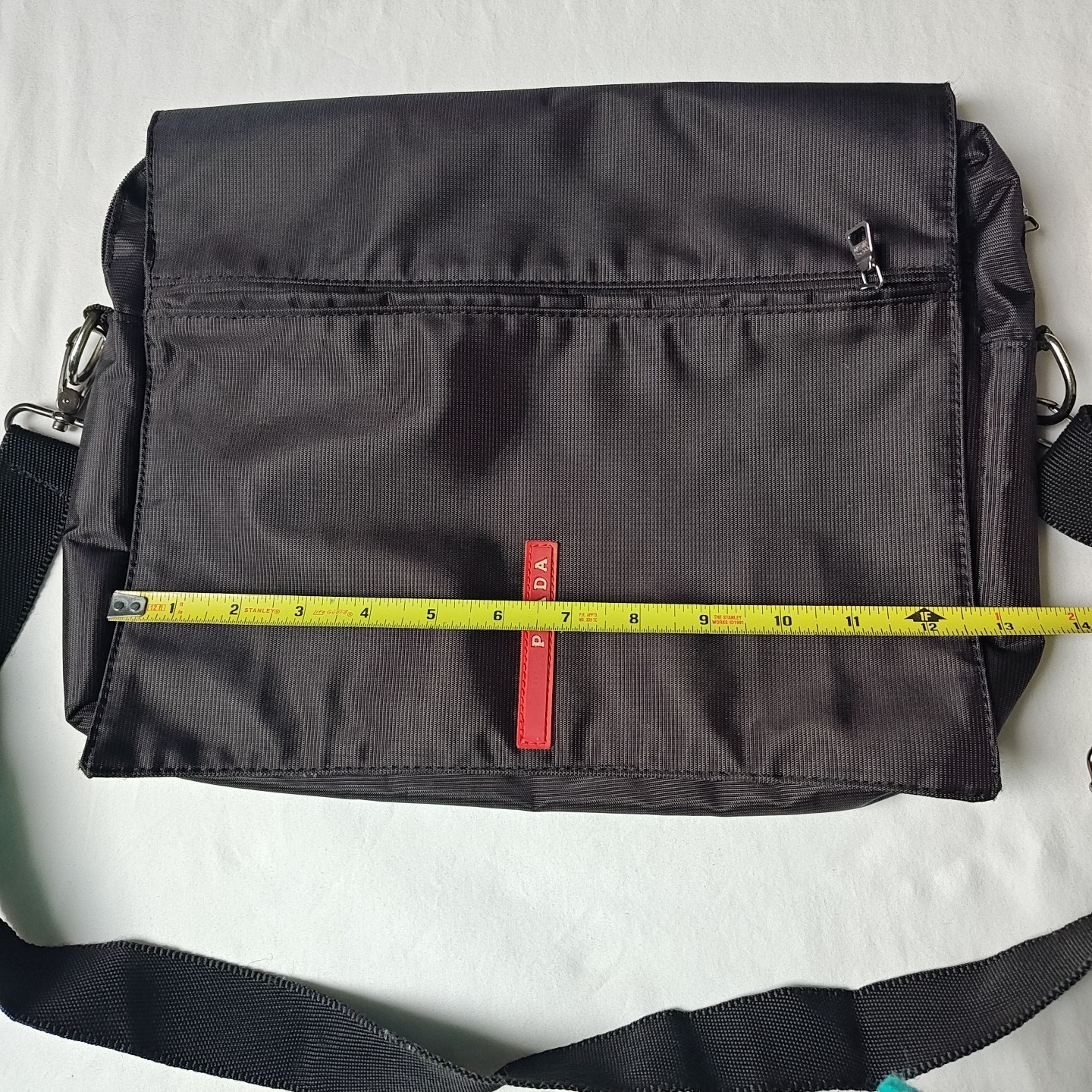 Prada Linea Rossa Black Nylon Messenger Laptop Bag – Adjustable Crossbody Strap