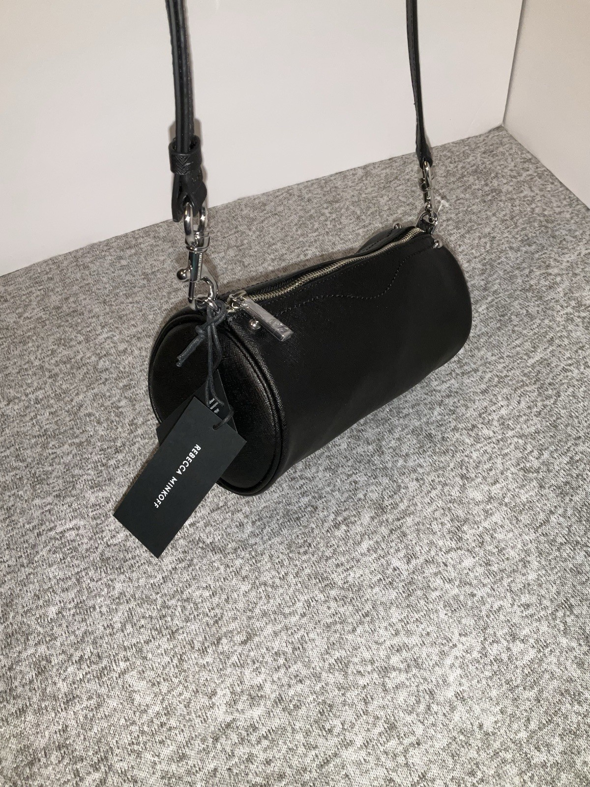 Rebecca Minkoff Barrel Crossbody NWT Round Black Cylinder Bag Silver Hardware