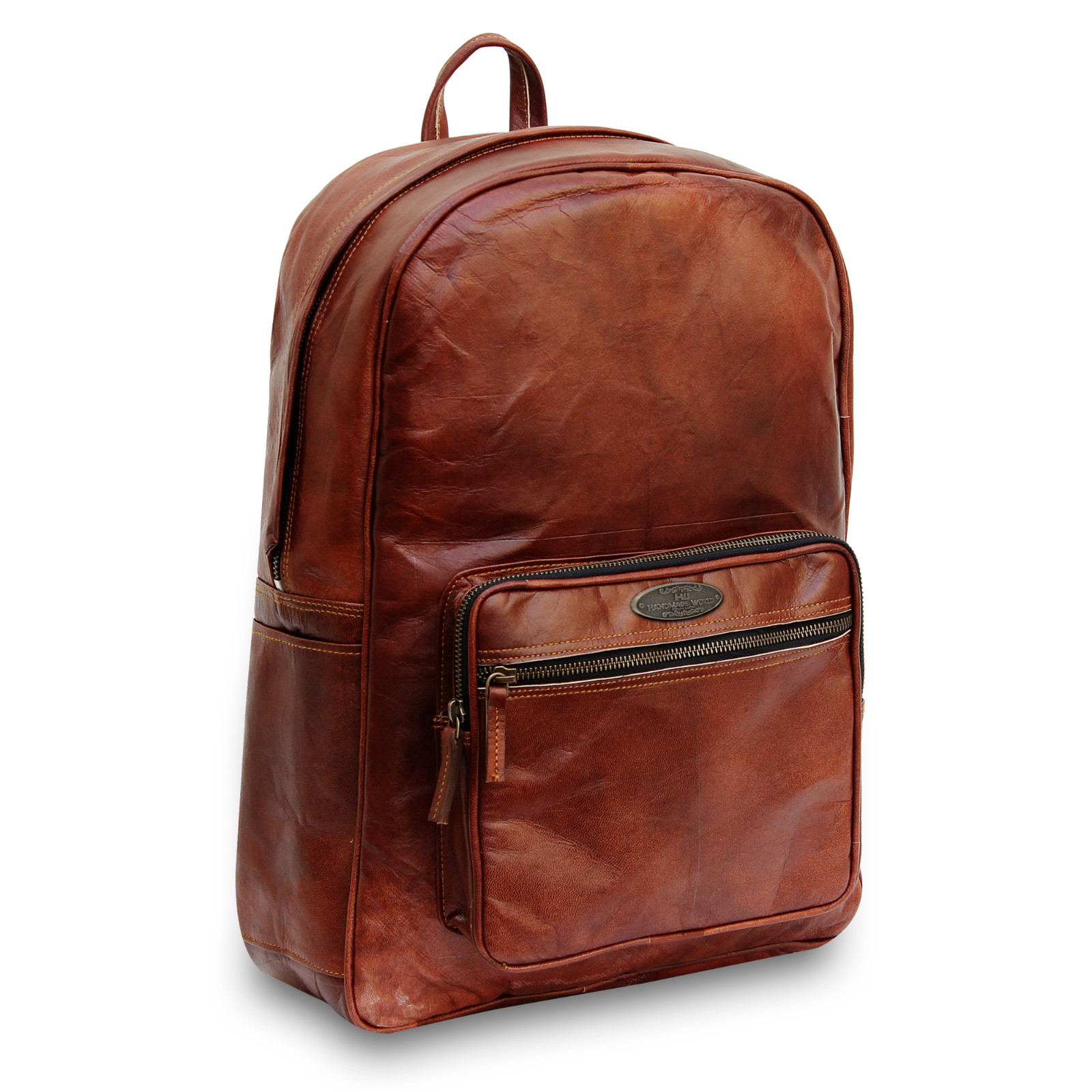 New Handmade World Brown Genuine Leather Shoulder Backpack Laptop Bag