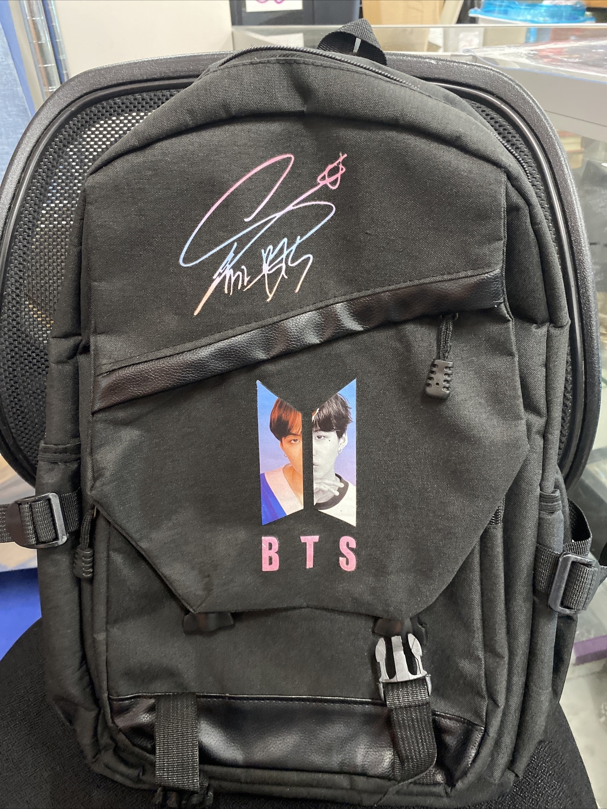 Black BTS backpack, 3-Pocket, Laptop Pocket (Suga)