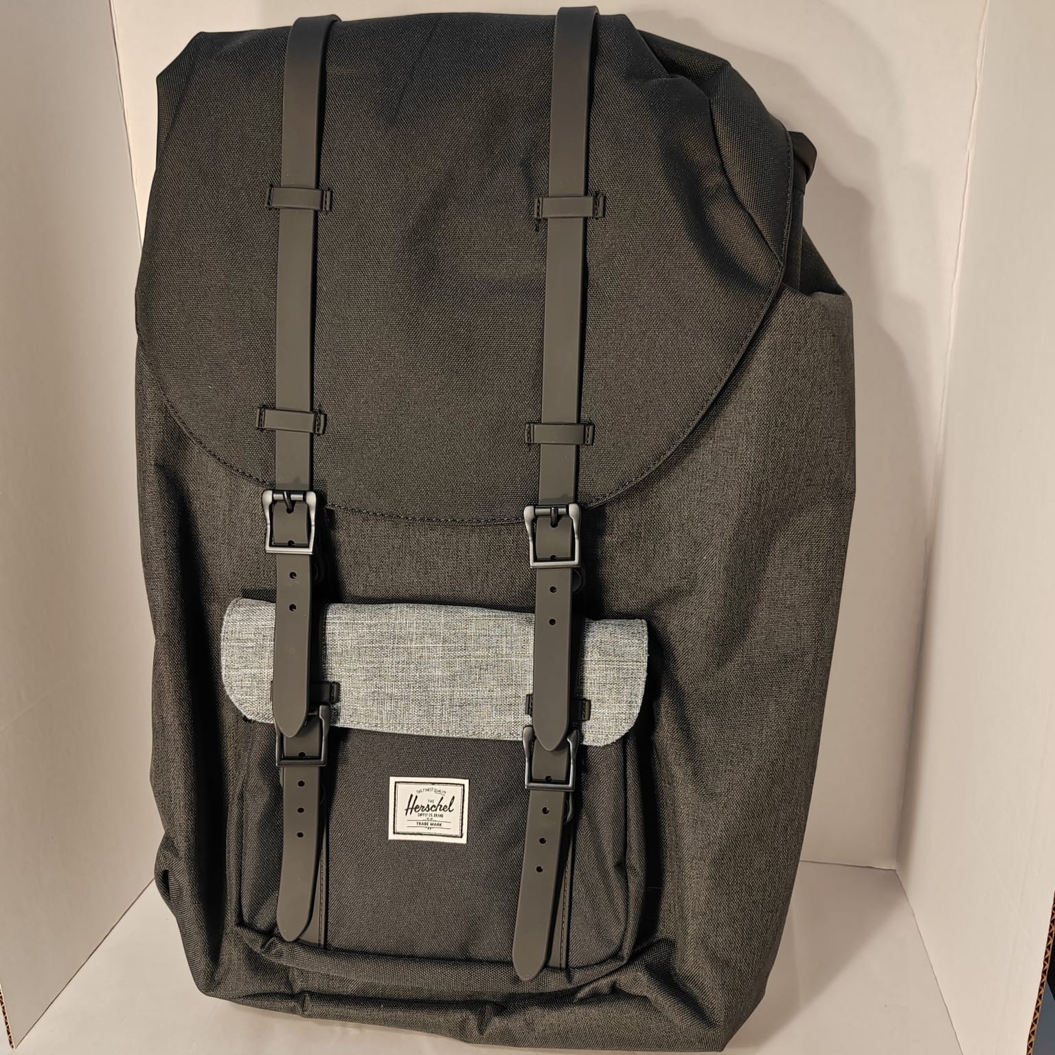 NEW Herschel Little America Backpack Black Crosshatch Raven 15″ Laptop Travel