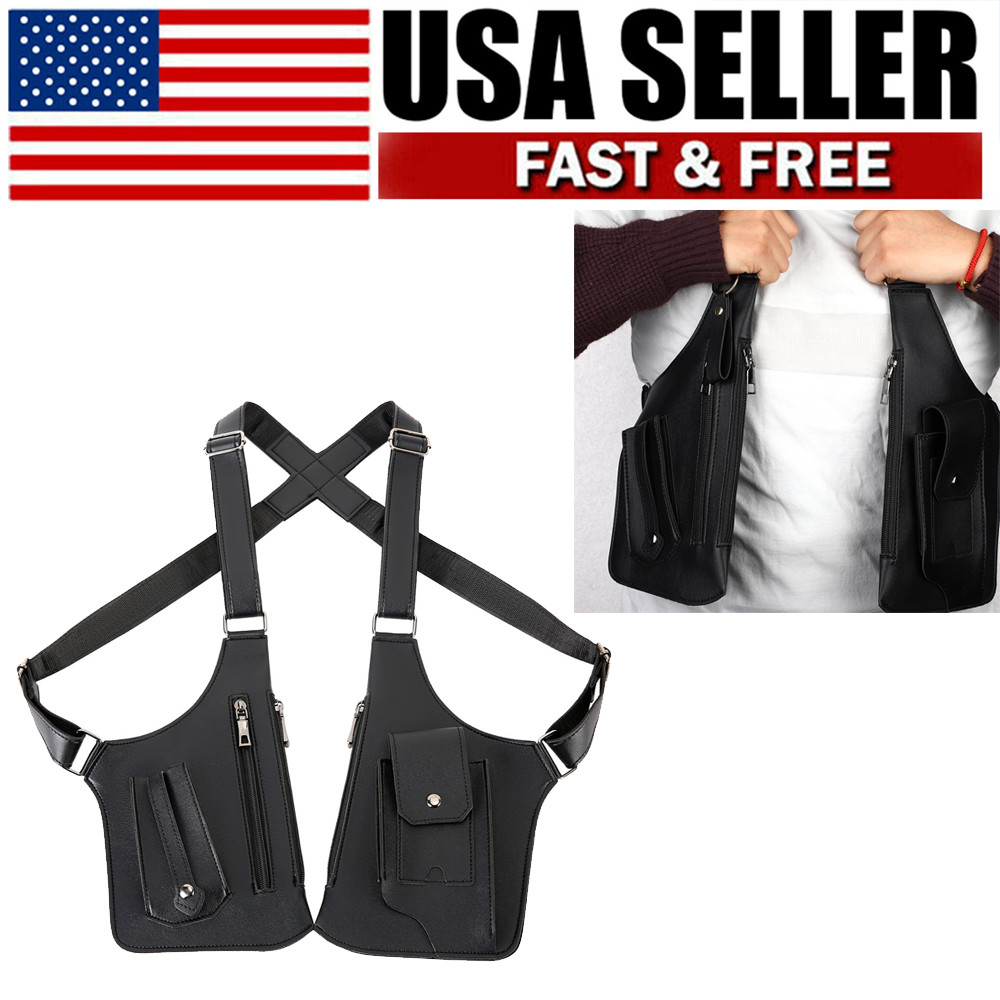PU Leather Wallet Holster Bag Waterproof Underarm Shoulder Bag Adjustable