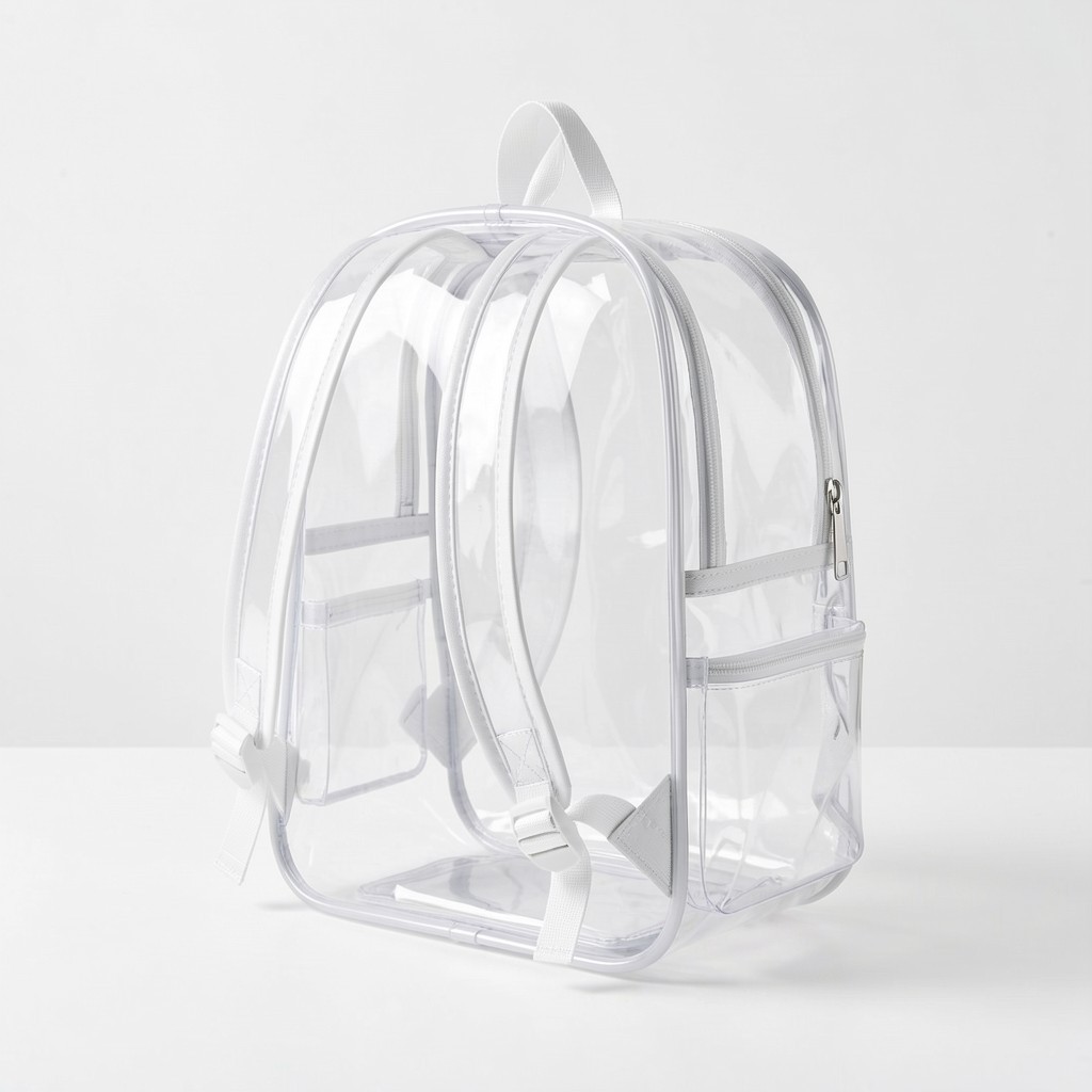 Clear Stadium Approved Backpack Transparent PVC School Concert Bag Heavy Duty