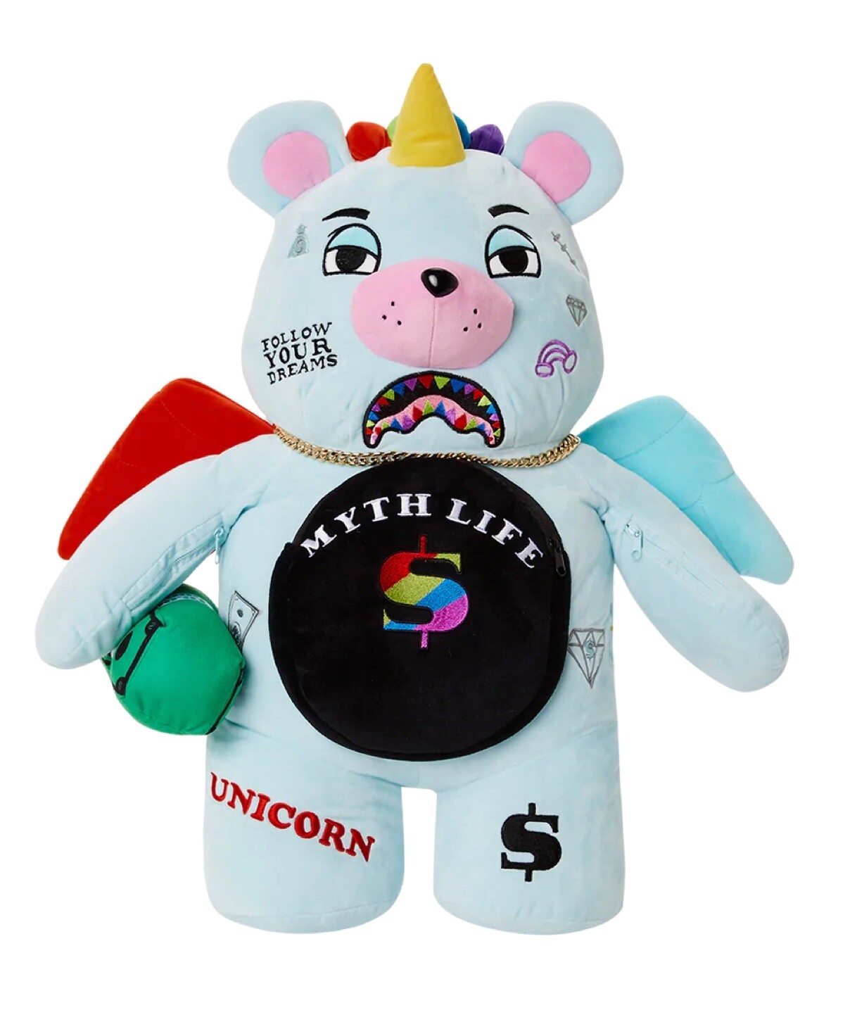 Sprayground UNICORN TEDDY BEAR BACKPACK MONEY BLUE NEW BAG SOLD OUT * RARE 🧸