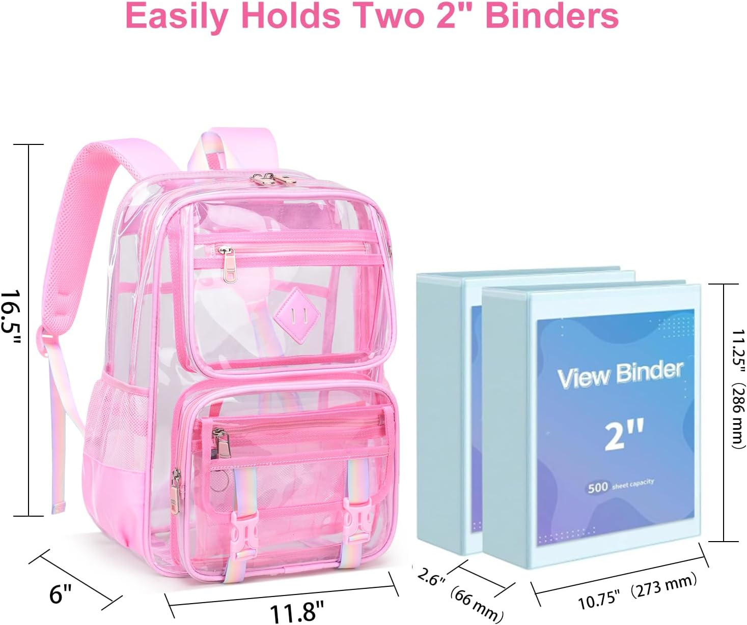 Clear Backpack for School, 16.5 Inch Large Heavy Duty Transparent Backpacks Stad