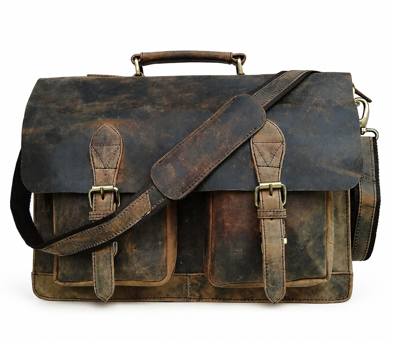 Leather Messenger Bag 18″ Laptop Briefcase Business Travel Satchel for Men
