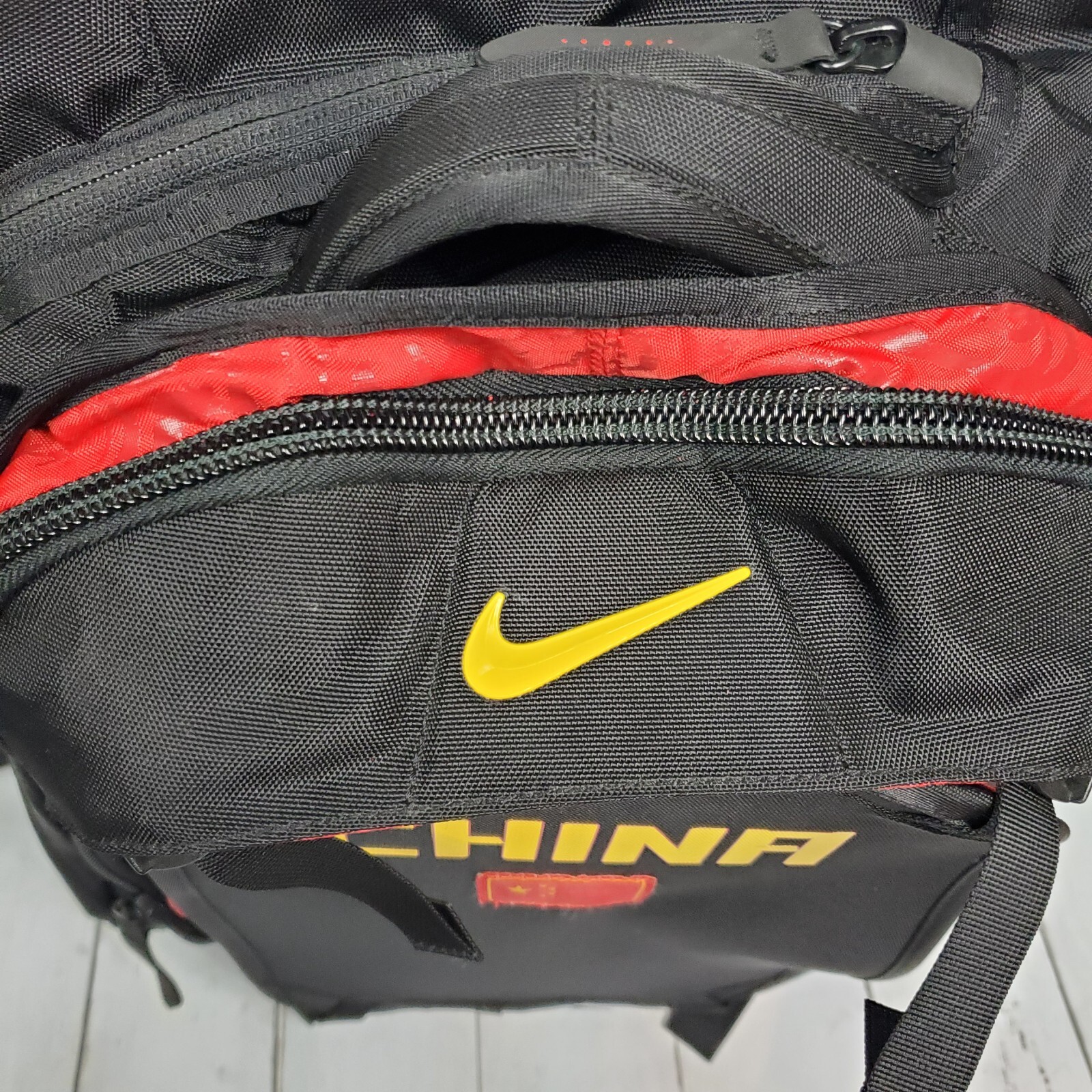 Nike Olympic Sample Backpack Black Yellow Large “CHINA” Multipocket Y2K Vintage