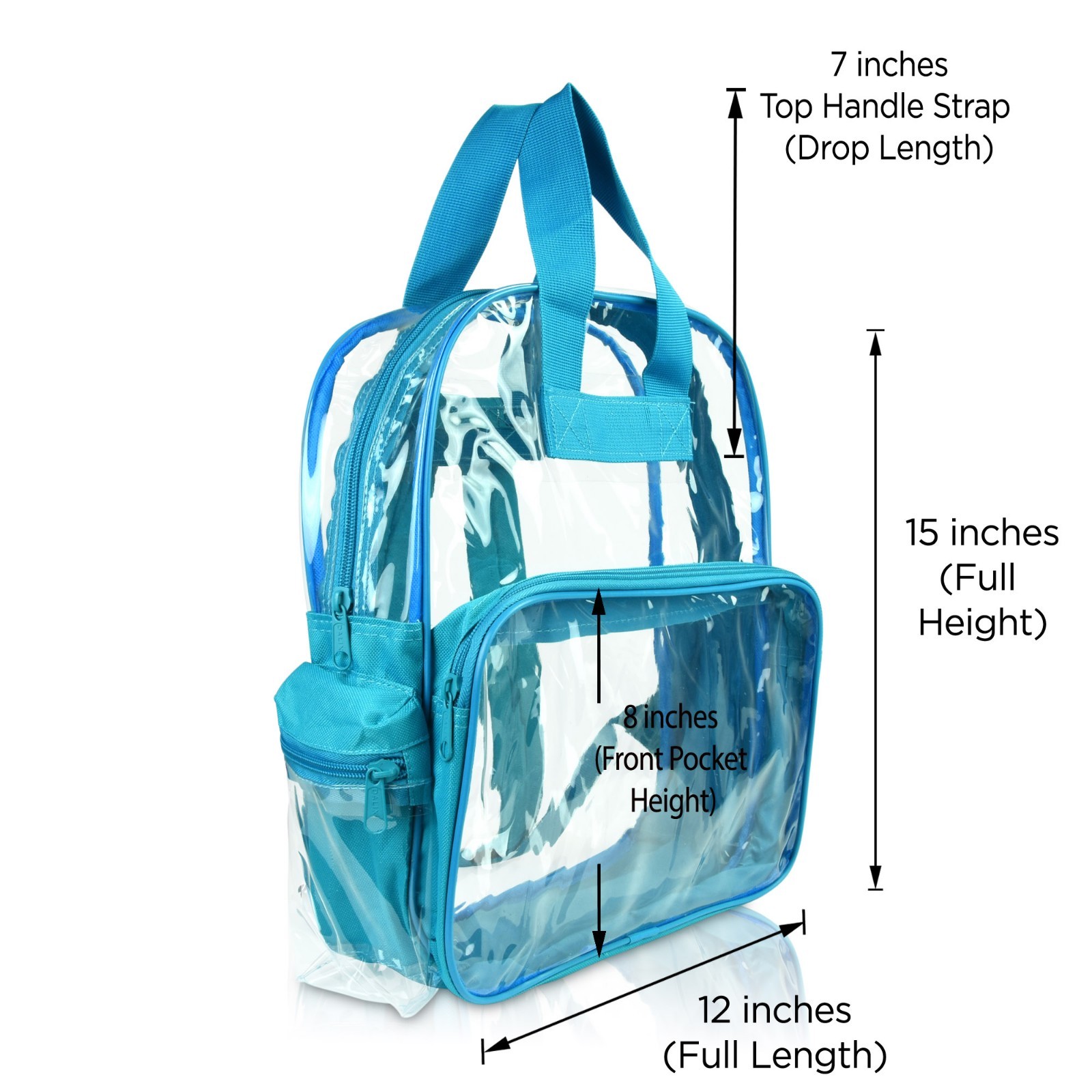 DALIX Clear Backpack Transparent School Bag in Teal Small Size For Kids