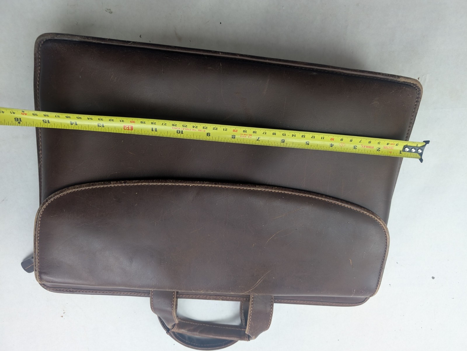 Johnston & Murphy Brown Leather Zip Briefcase Shoulder Messenger Laptop Bag