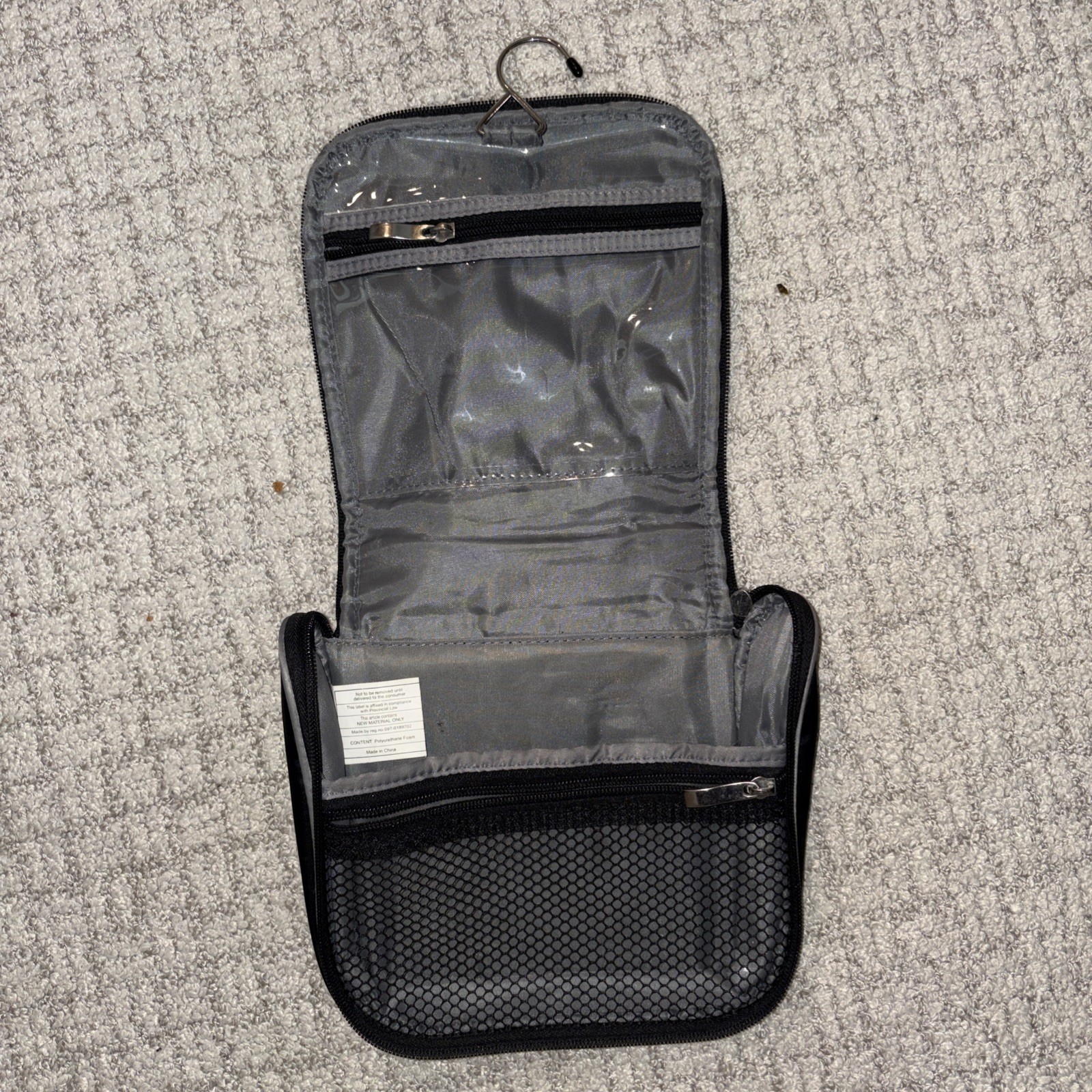 Hanging Toiletry Travel Bag Black Mesh Organizer Shave Kit Case