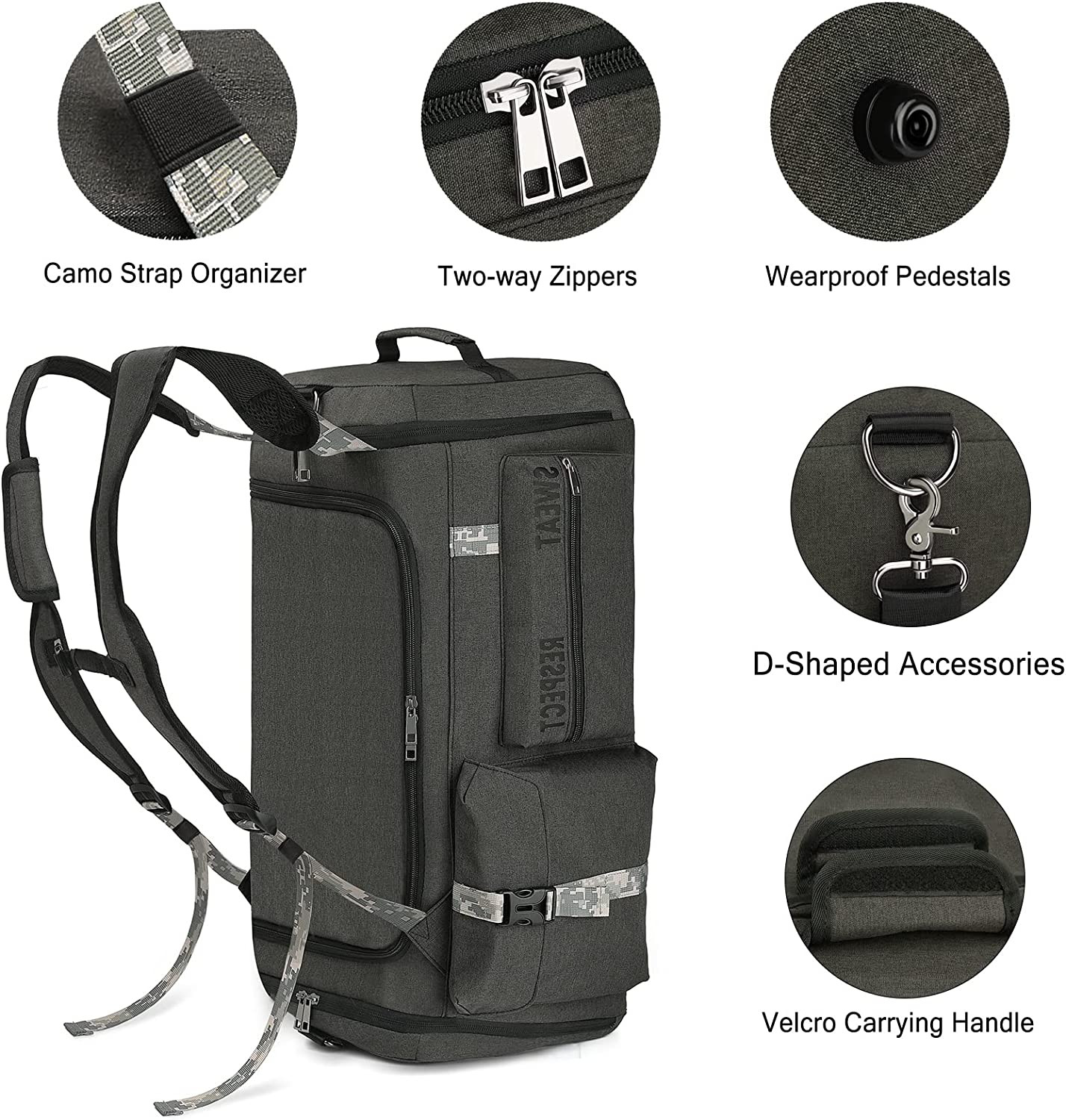 Gym Bags for Men Gym Duffle Bag Backpack 3-Way Sports Duffel Bags for Men with S