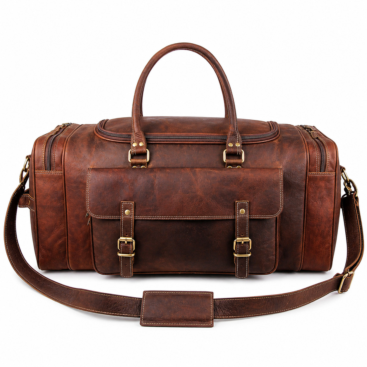 Handmade Genuine Leather Gym Bag 24in Rustic Weekender Overnight Bag Men Large
