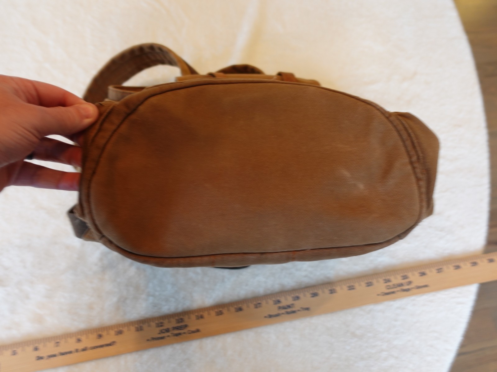 Augur Jans Brown Canvas Leather Strap Backpack Hiking Travel School Boho