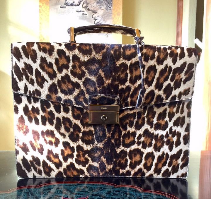 Prada Leopard Print Briefcase Unused