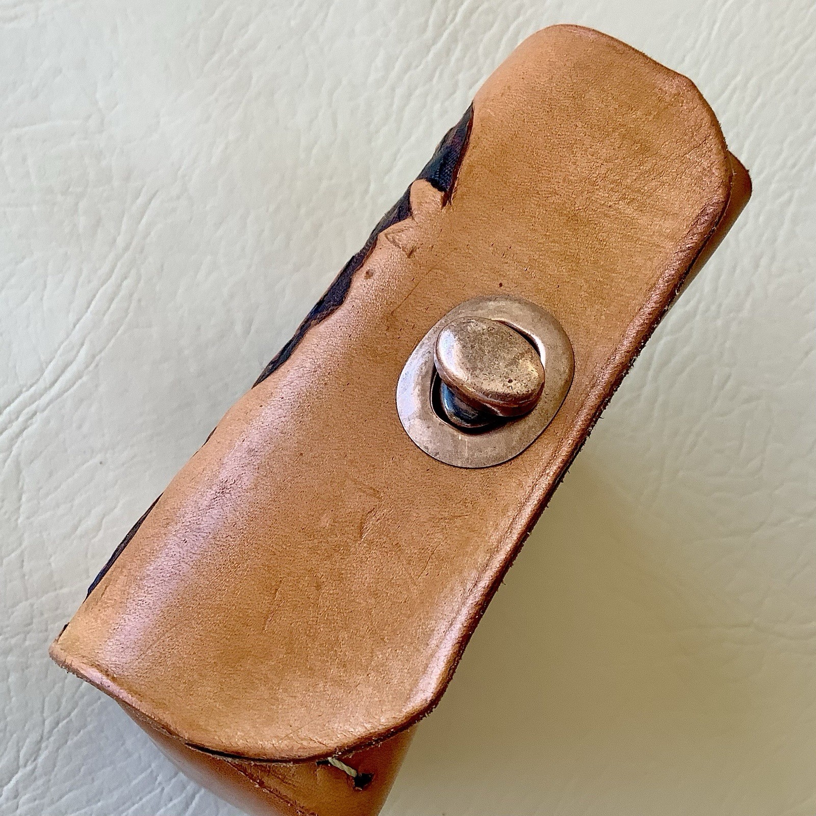 Tooled Leather Case Brown Western Floral Navy Admiral Inscription