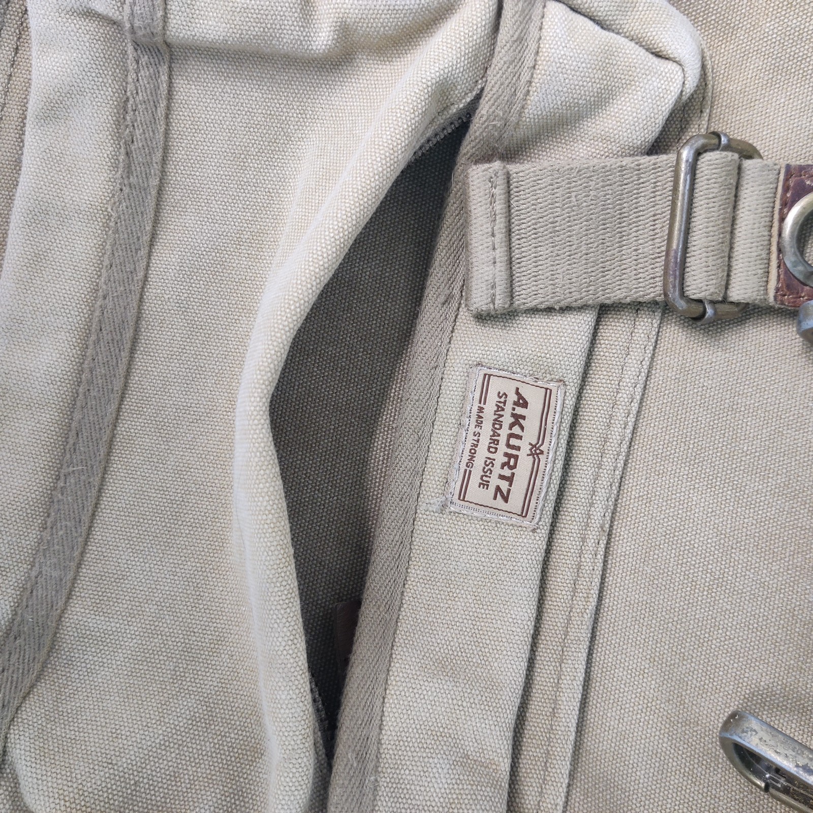 A. Kurtz Standard Issue Canvas Backpack Khaki Tan Military Rucksack FLAW