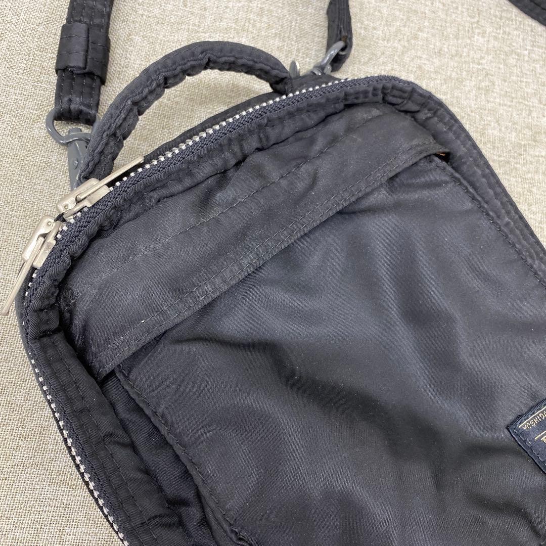 Authentic Yoshida Kaban Porter Mini Shoulder Bag 16cm Black Crossbody Damaged