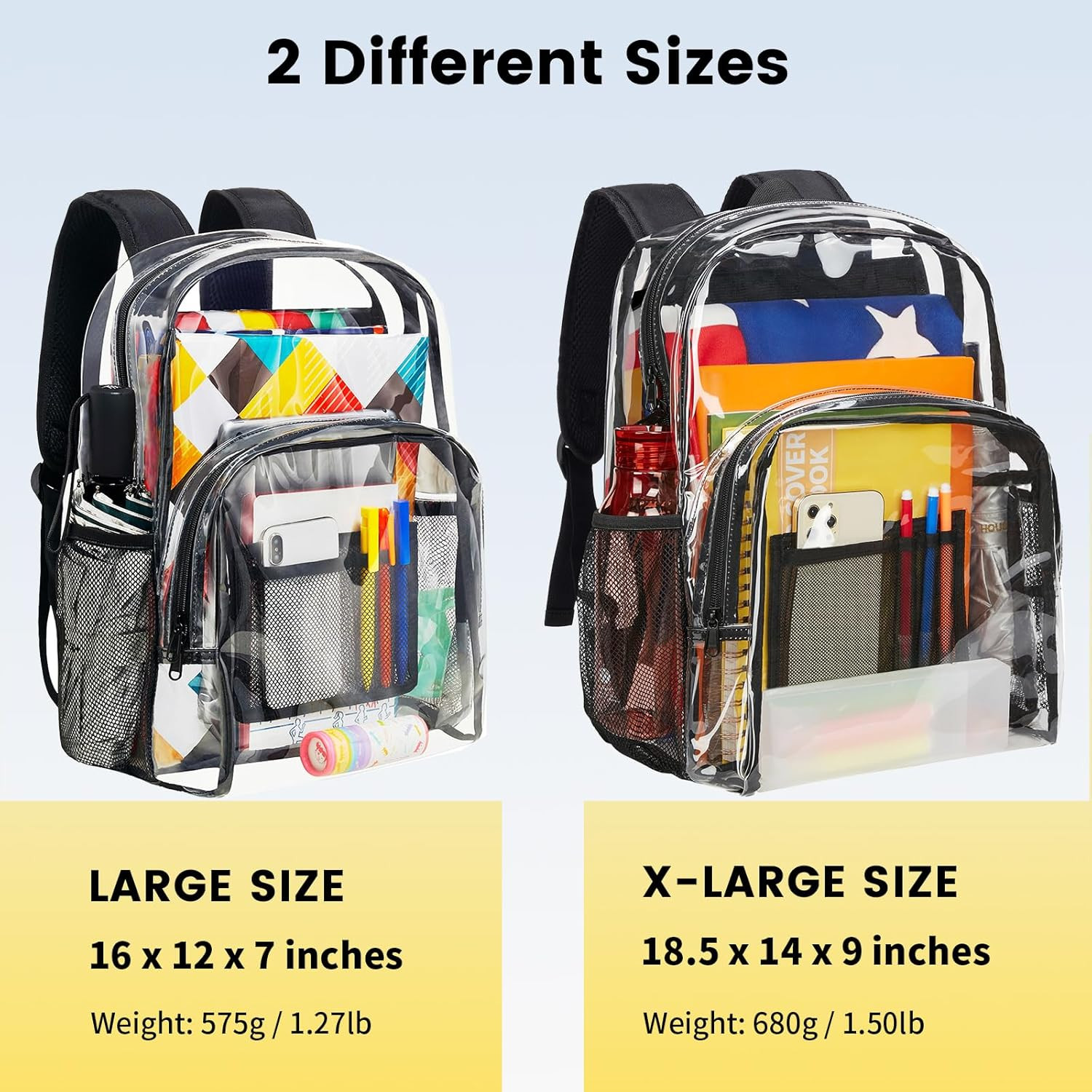 Mochila transparente de PVC resistente y transparente
