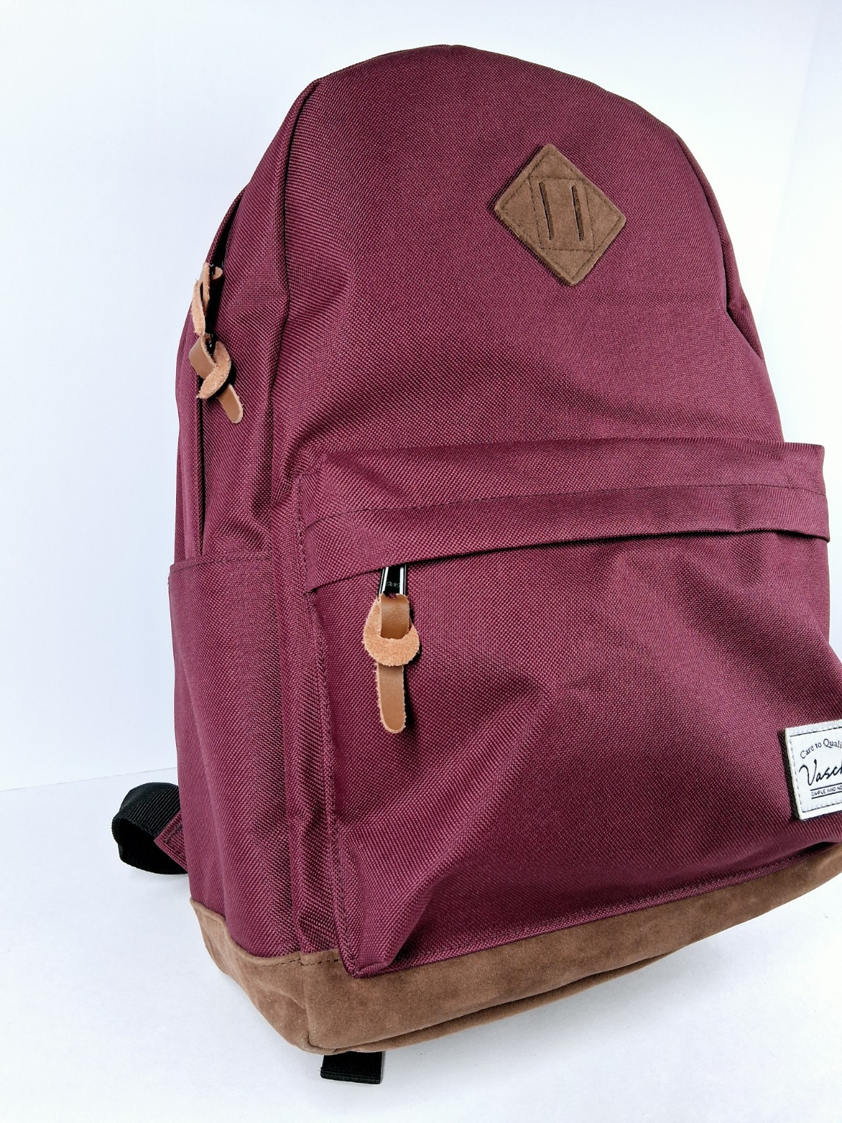 Vaschy Red & Brown Backpack Zip Adjustable Strap Pockets Travel Good Pre-owned