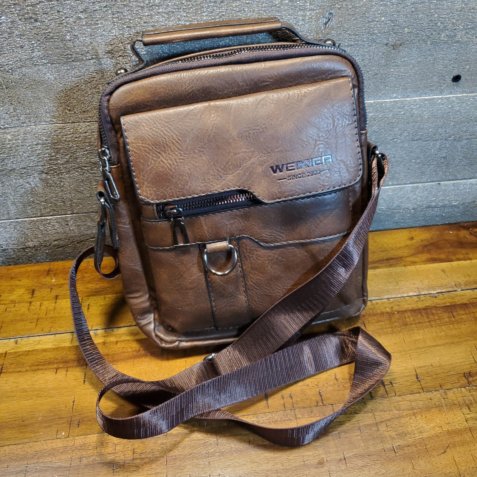 Weixier Leather Crossbody Unisex Shoulder Bag 10in By 8in Good CONDITION