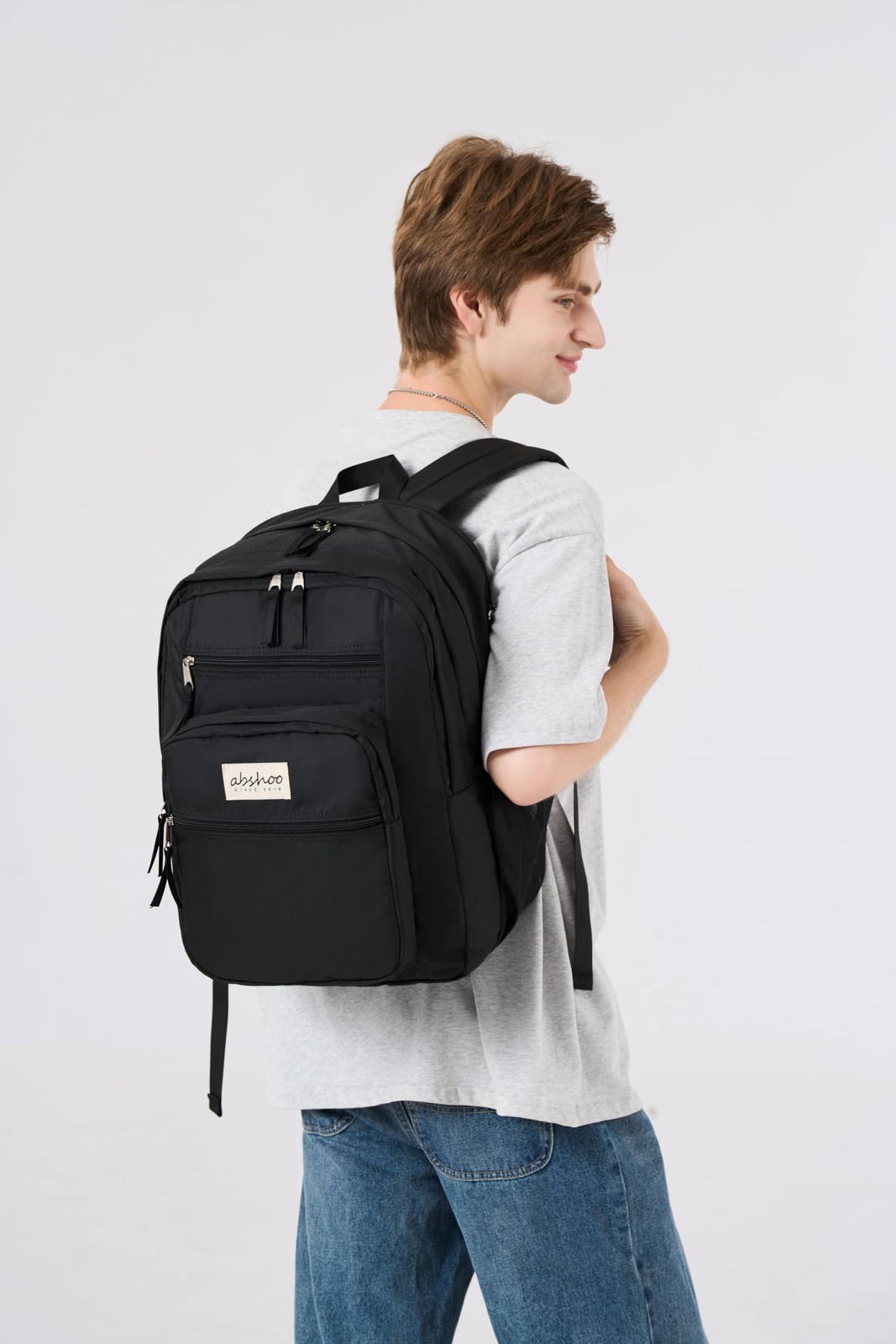 34L Water Resistant Backpack for School College Travel Black