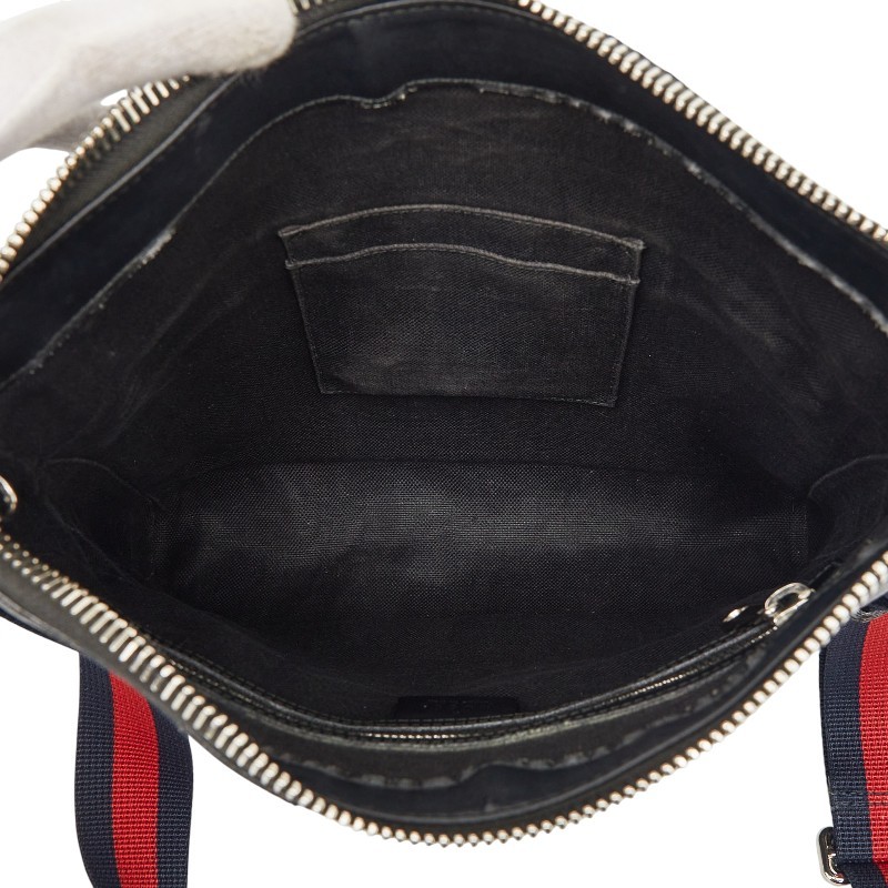 Gucci GG Supreme Crossbody Shoulder Bag 474137 Black PVC Leather Used
