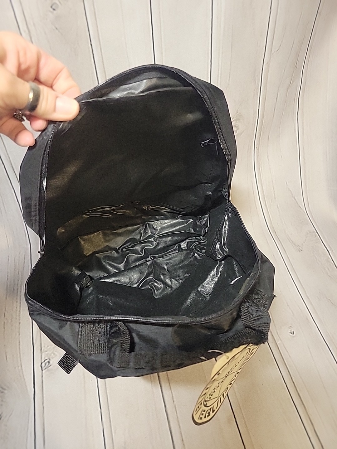 Vintage Bugle Boy Equipment Backpack Nylon Black Jet Blast Rescue/W Sticker…