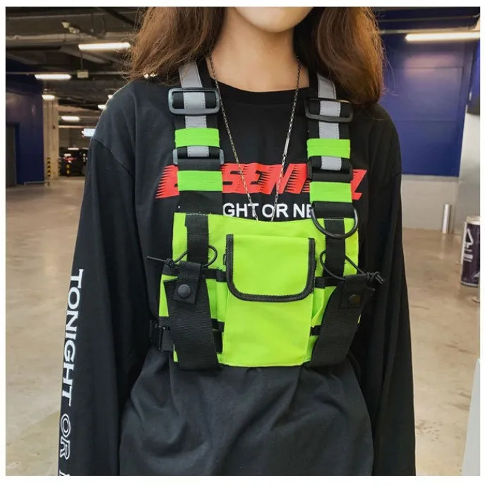 Functional Tactical Chest Bag For Men Fashion Bullet Hip Hop Vest Streetwear Bag