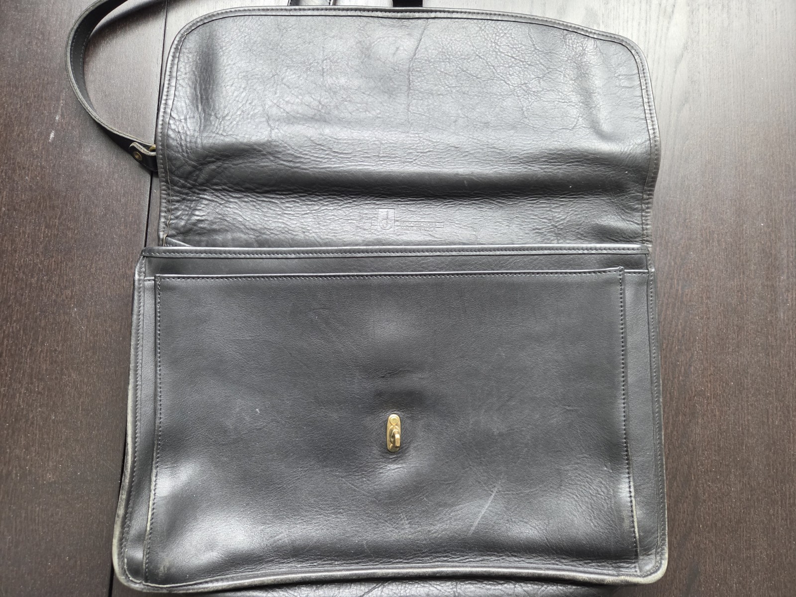 JACK GEORGES Messenger Bag Briefcase – Black Leather – Includes Shoulder Strap
