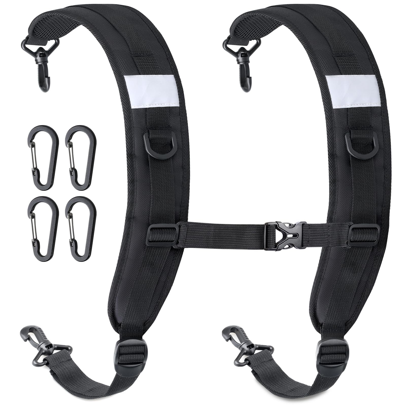 Adjustable Padded Backpack Shoulder Straps Replacement with Metal/Plastic Clips