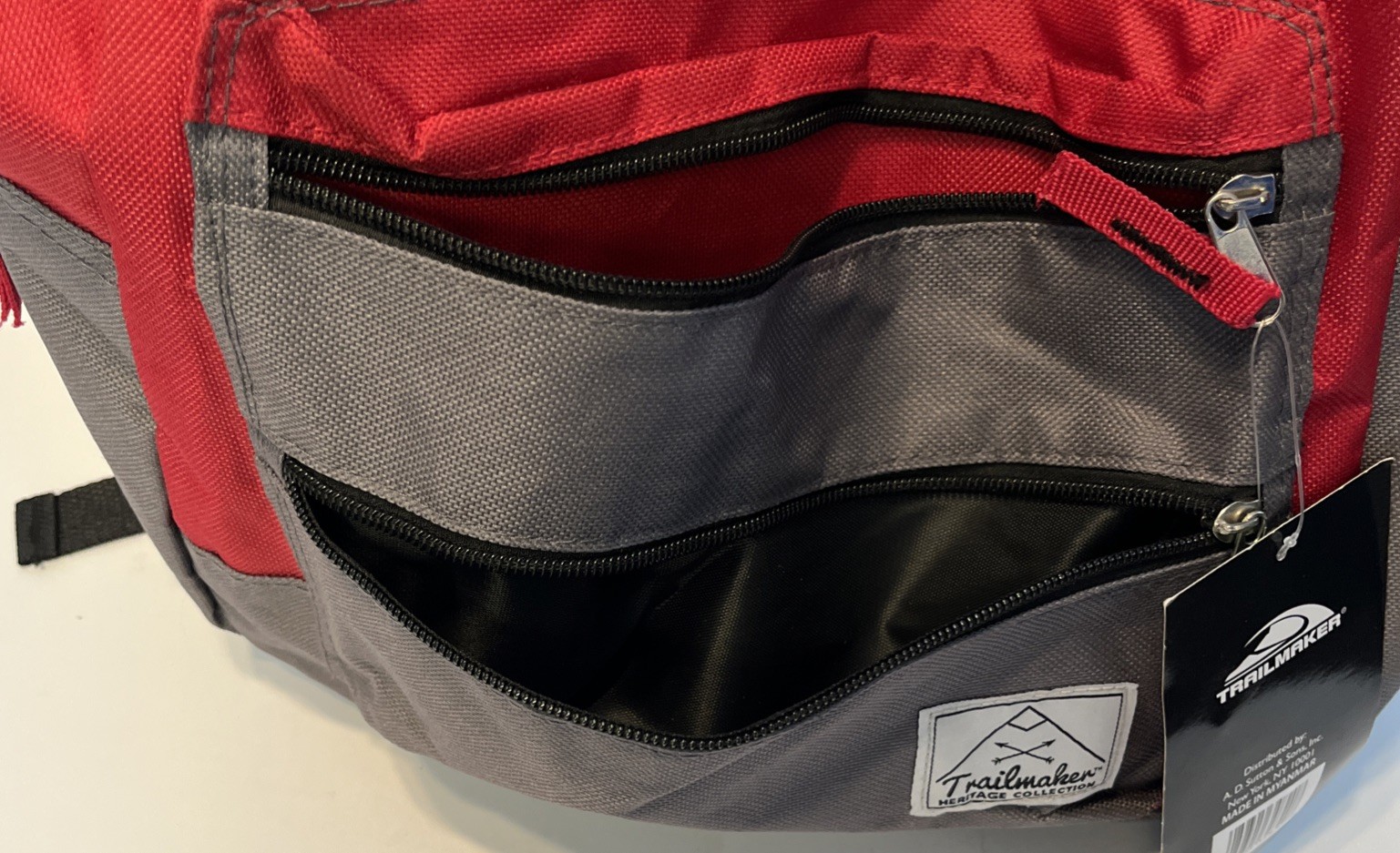 Trailmaker Heritage Collection Backpack 16″ x 10″ Red/Gray/Black NEW