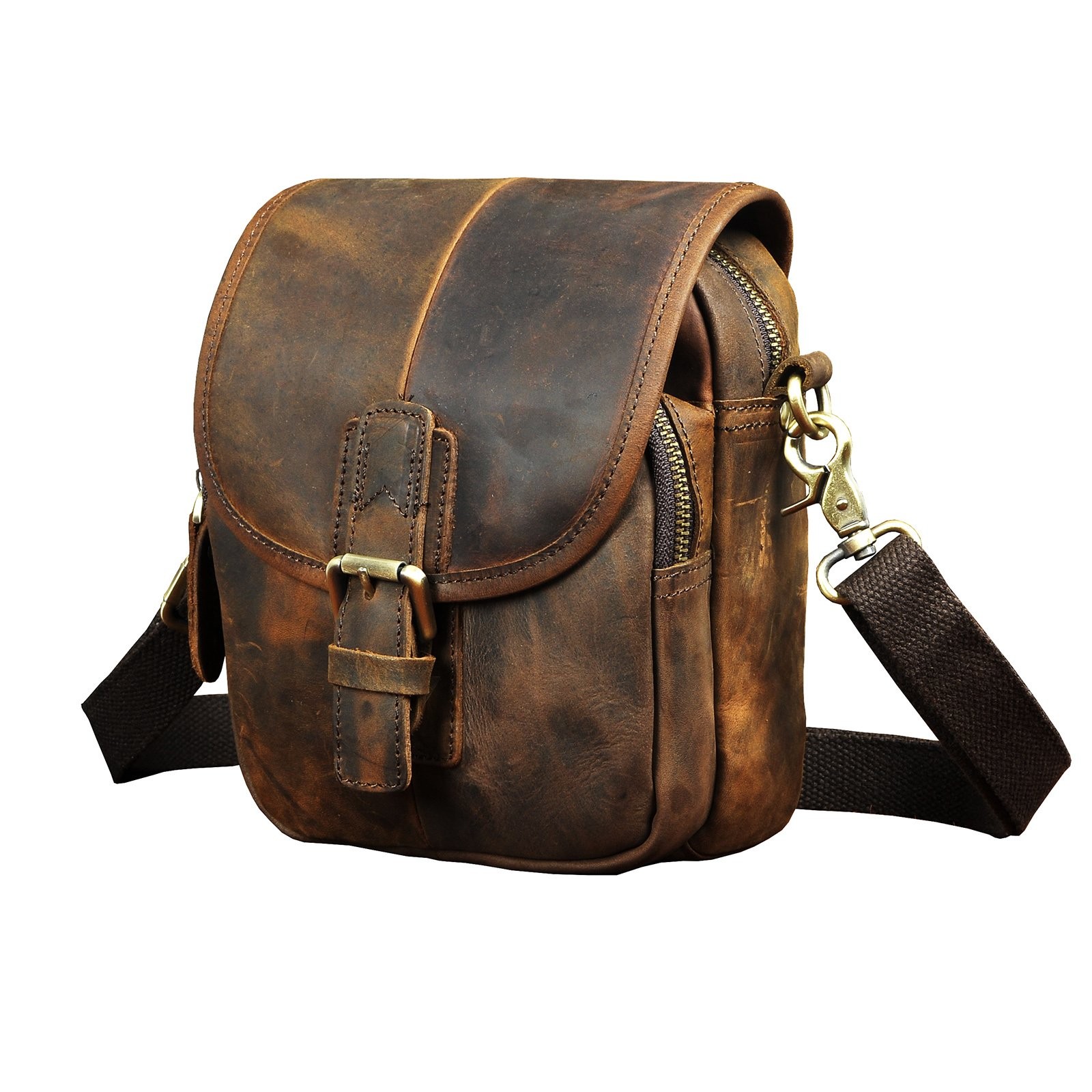 Men Leather Fashion Mini Messenger Crossbody Bag Designer Hook Organizer Wais…