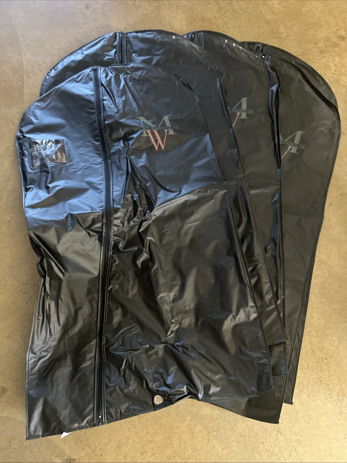 Five Heavy Black Vinyl Zip Men’s Suit Garment Storage Bags